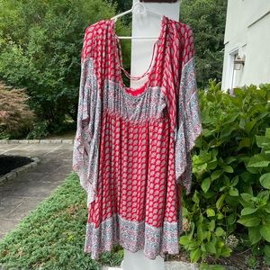 Free People Red Flowy Dress, red, large